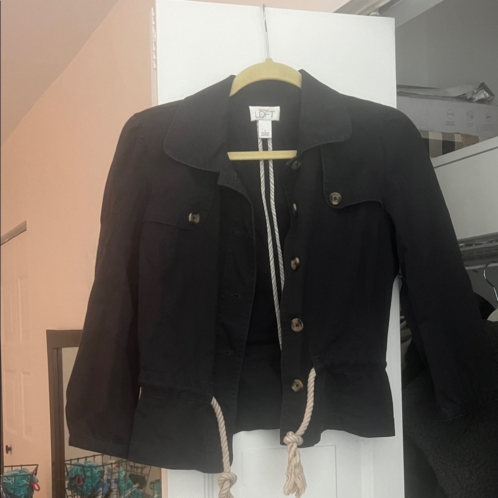 LOFT Navy Utility Jacket with Button Accents